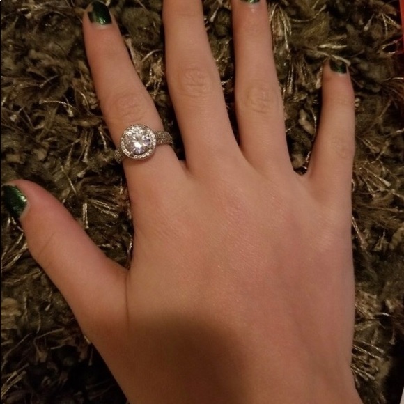 LAST 1* Gorg* Platinum Plated CZ AAA Sterling Halo - Picture 2 of 6